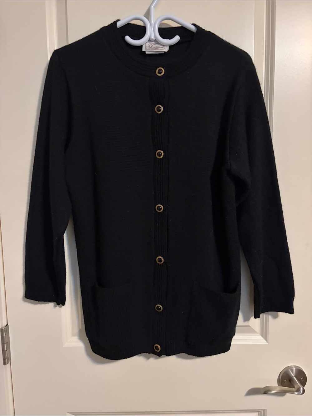 Women's Black Button-Front Knit Cardigan Sweater